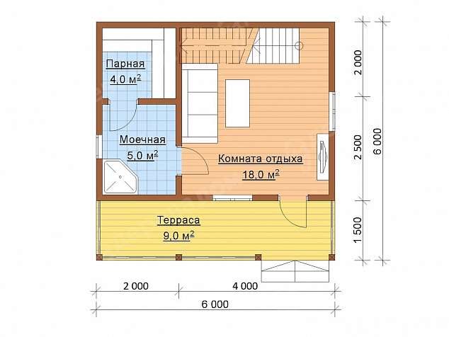 Баня из бруса 6х6 «Баня 32»