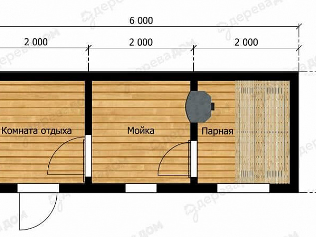 Модульная баня 6х2,3 «Барн 5»