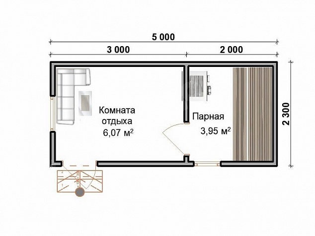 Мобильная баня 5х2,3 «МБ-7»