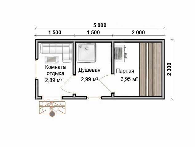 Мобильная баня 5х2,3 «МБ-6»