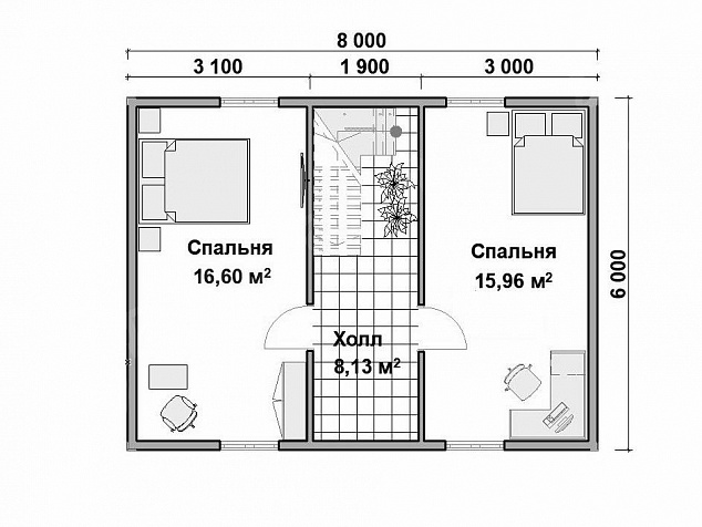 Баня из бруса 8х6 «Баня 37»